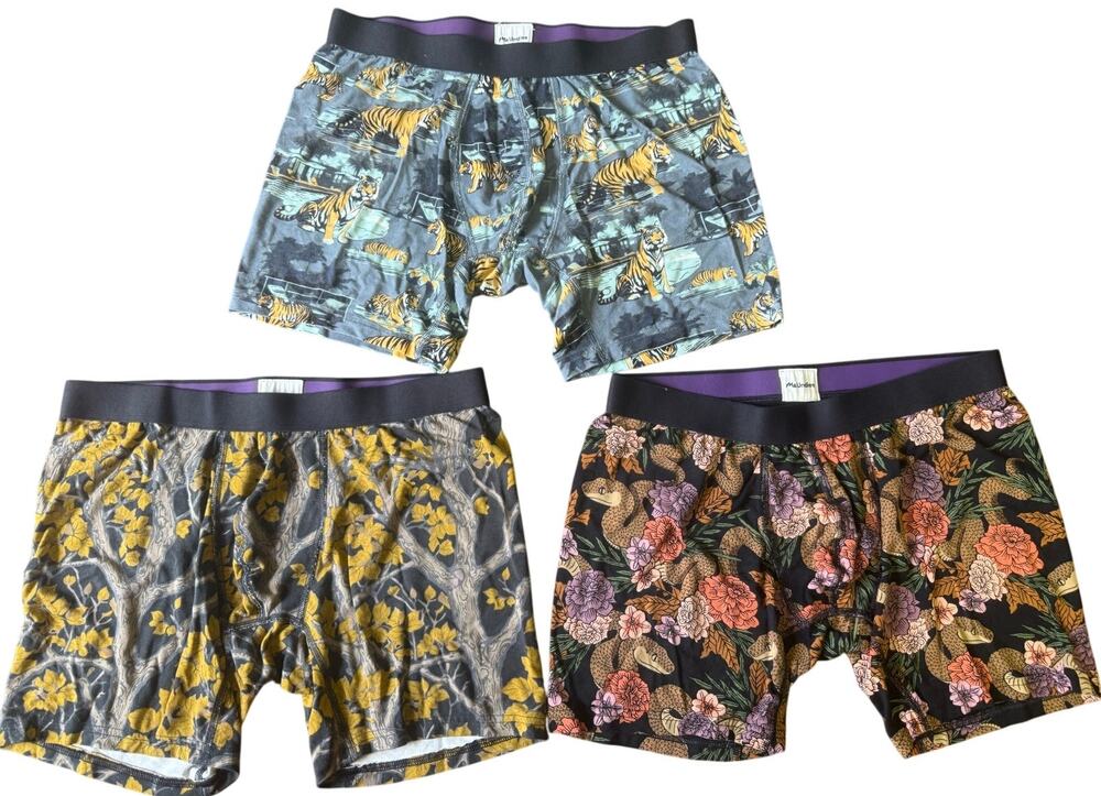 MEUNDIES MENS BOXER BRIEFS 3 PAIR LOT MEDIUM TIGER SNAKE FOREST NWOT